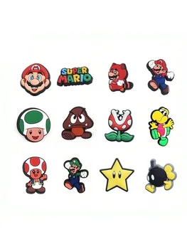 12/30 قطعة شخصيات ماريو سحر الأحذية ل قباقيب فقاعة الشرائح الصنادل ، PVC زينة الأحذية اكسسوارات لعيد الميلاد Bir