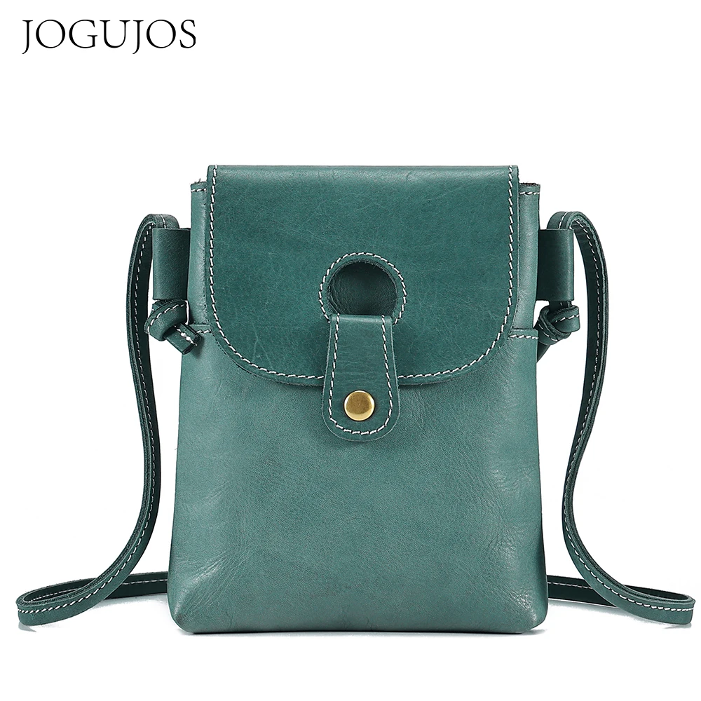 JOGUJOS Genuine Leather Small Crossbody Bag Cell Phone Purse Fashion Ladies Shoulder Messenger Bag for Women Daily Use