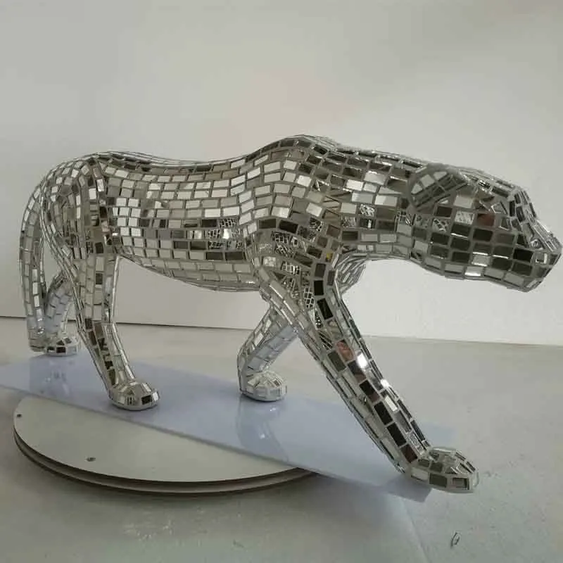 Nordic Room Decor,Leopard Sculpture Ornament,Animal Artwork Statues,Glitter Leopard Decor,Luxury Crafts,Creative Gift,Customized