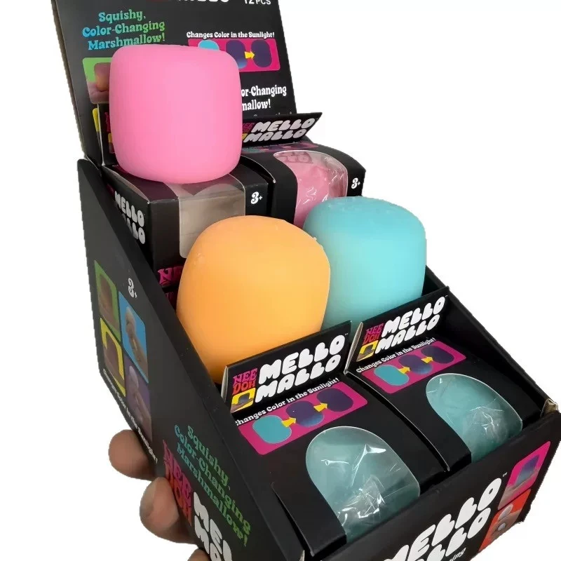 Needoh Mello Mallo TPR Color Changing Squeeze Toy Colorful Knead Stretch Slow Rebound Squish Autism ADHD Focus Toy Leisure Gift