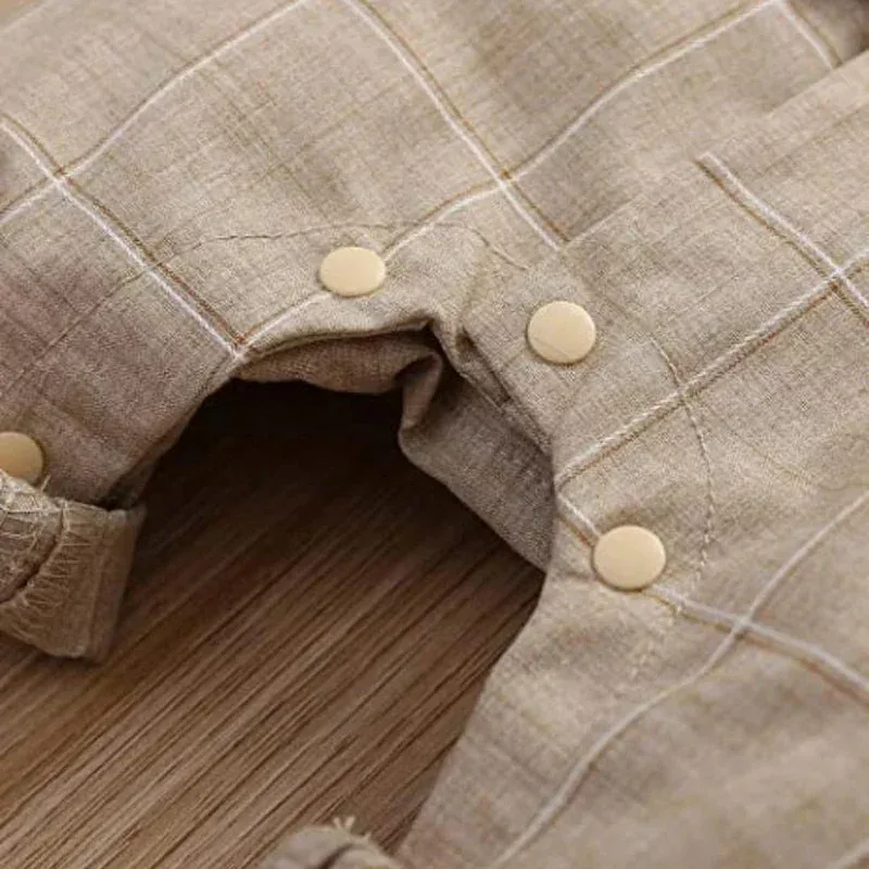 Abito da anniversario formale per neonato Gilet da ragazzo Pagliaccetto Abito scozzese per neonato Abbigliamento Set da 2 pezzi Completo da festa in cotone per bambino 3-24 M