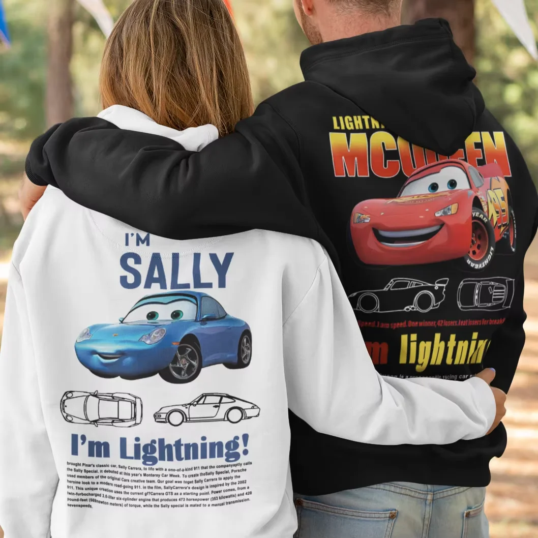 Sally I\'m Lightning Cars Mcqueen Bluza z kapturem dla mężczyzn Bluza damska Moda Graficzne bluzy z kieszeniami Koszule z długim rękawem