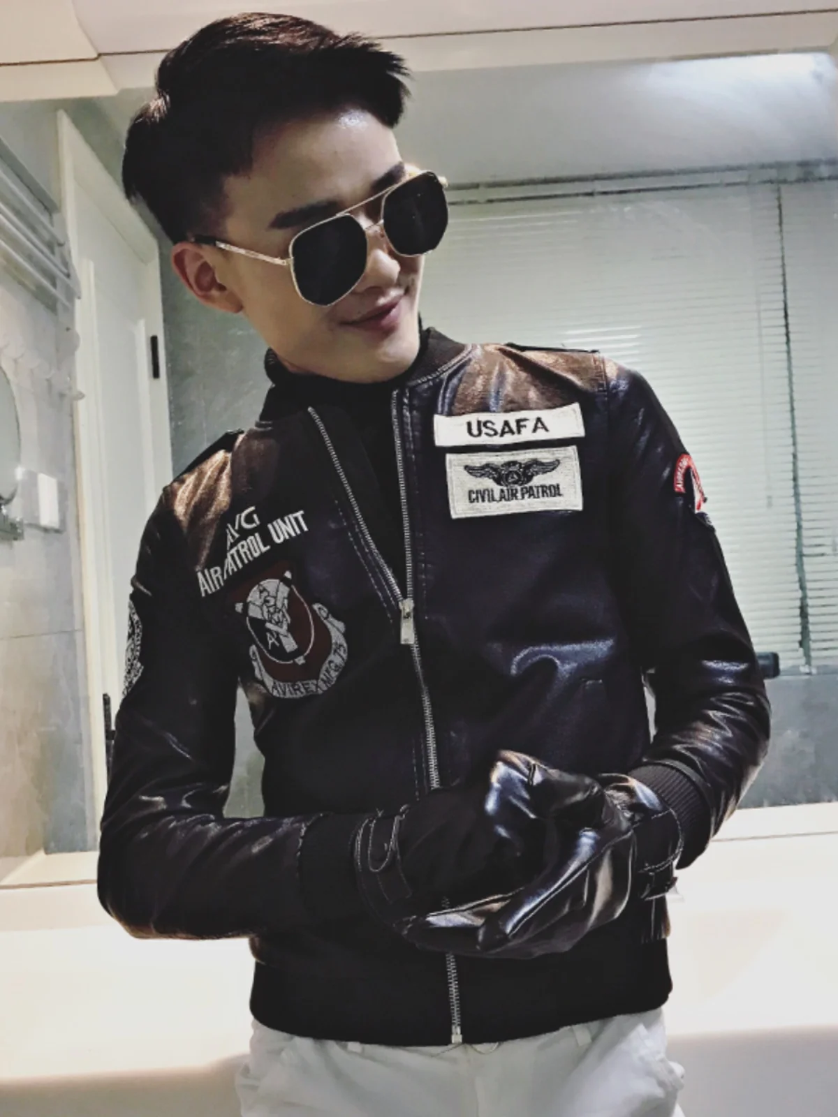 

Мужская мотоциклетная куртка Slim Fit из искусственной кожи, универсальная уличная верхняя одежда с воротником-стойкой, молодежный тренд