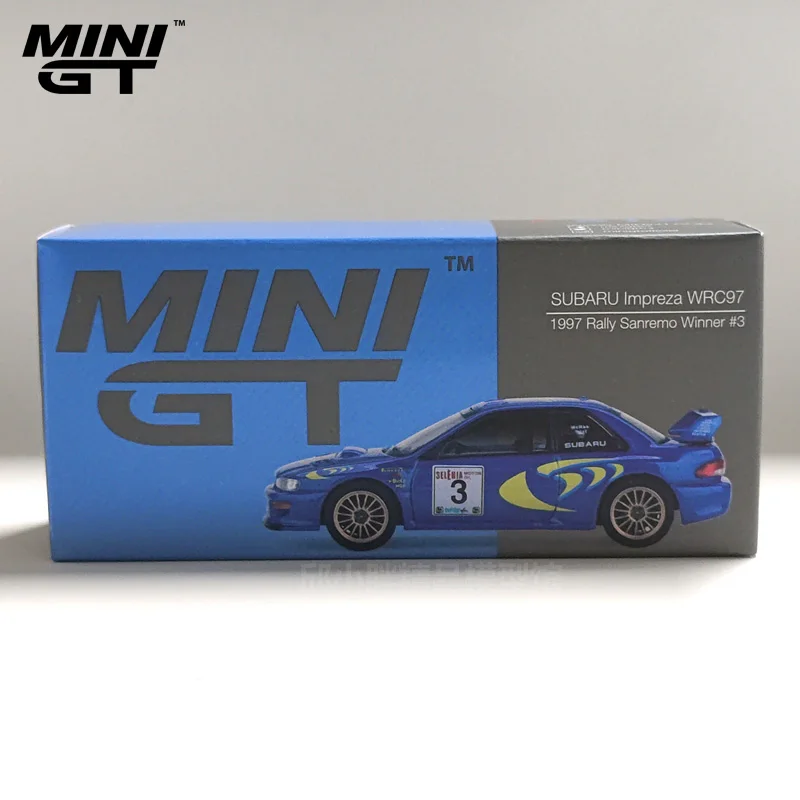 TSM-Mini GT موديل سيارة مصنوع من خليط معدني ، هدايا للعرض ، 1:64 #512 ، Impreza WRC97 ، رالي سانريمو الفائز #3