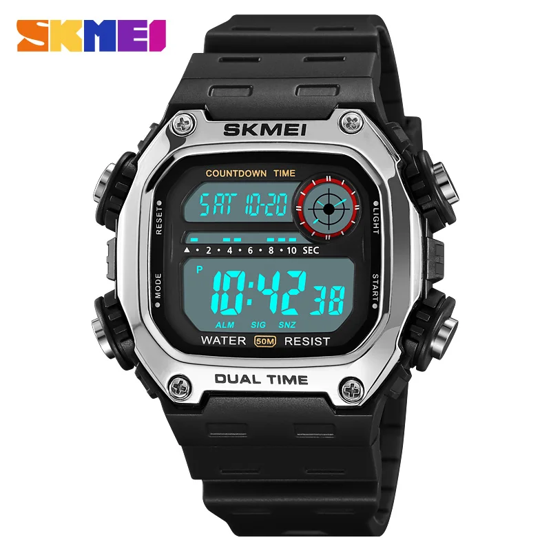 

SKMEI 2126 Топовые спортивные мужские цифровые часы, водонепроницаемые, многофункциональные, с таймером обратного отсчета, военные электронные часы, reloj hombre