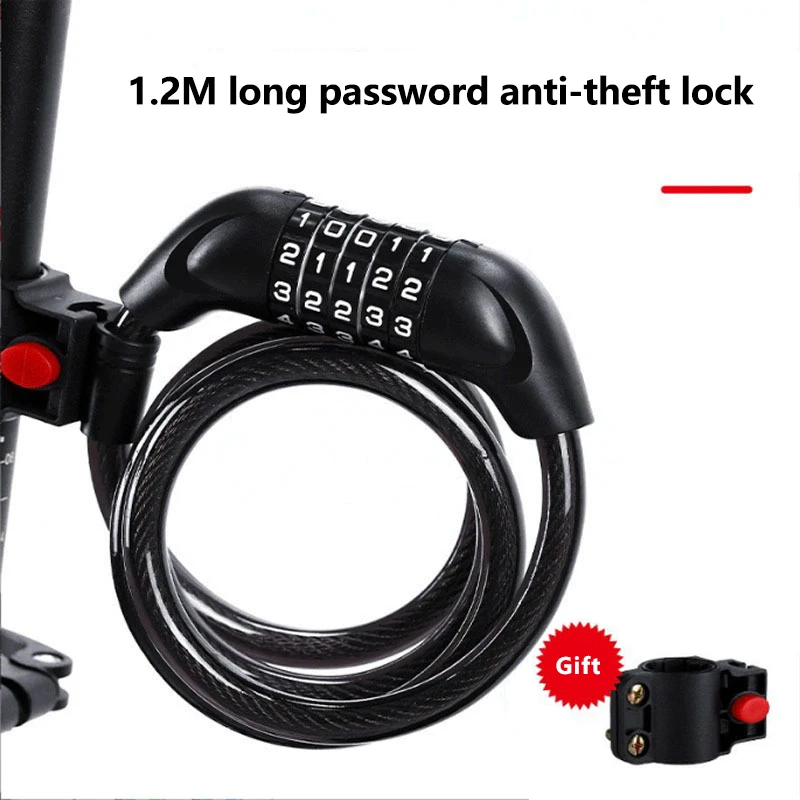 Portable Universal Bicycle Lock Mountain Bike 5 Digit Password Lock Anti-theft Security Steel Chain Motorcycle Password Lock