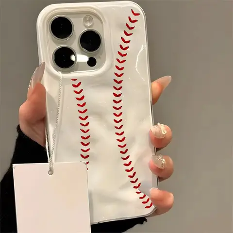 Coque de téléphone antichoc à motif de points de baseball et texture ondulée pour iPhone 11 12 13 14 15 16 17 Pro Max 14 15 Plus 17 Air