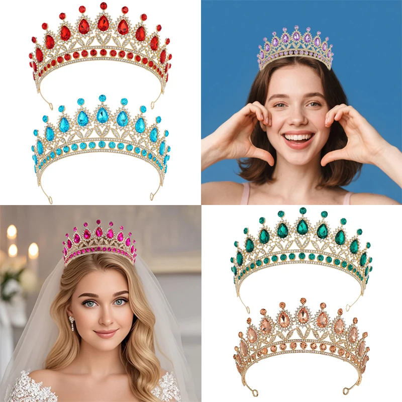 Роскошная хрустальная тиара-капля — элегантная свадебная корона для свадеб, дней рождения и официальных причесок