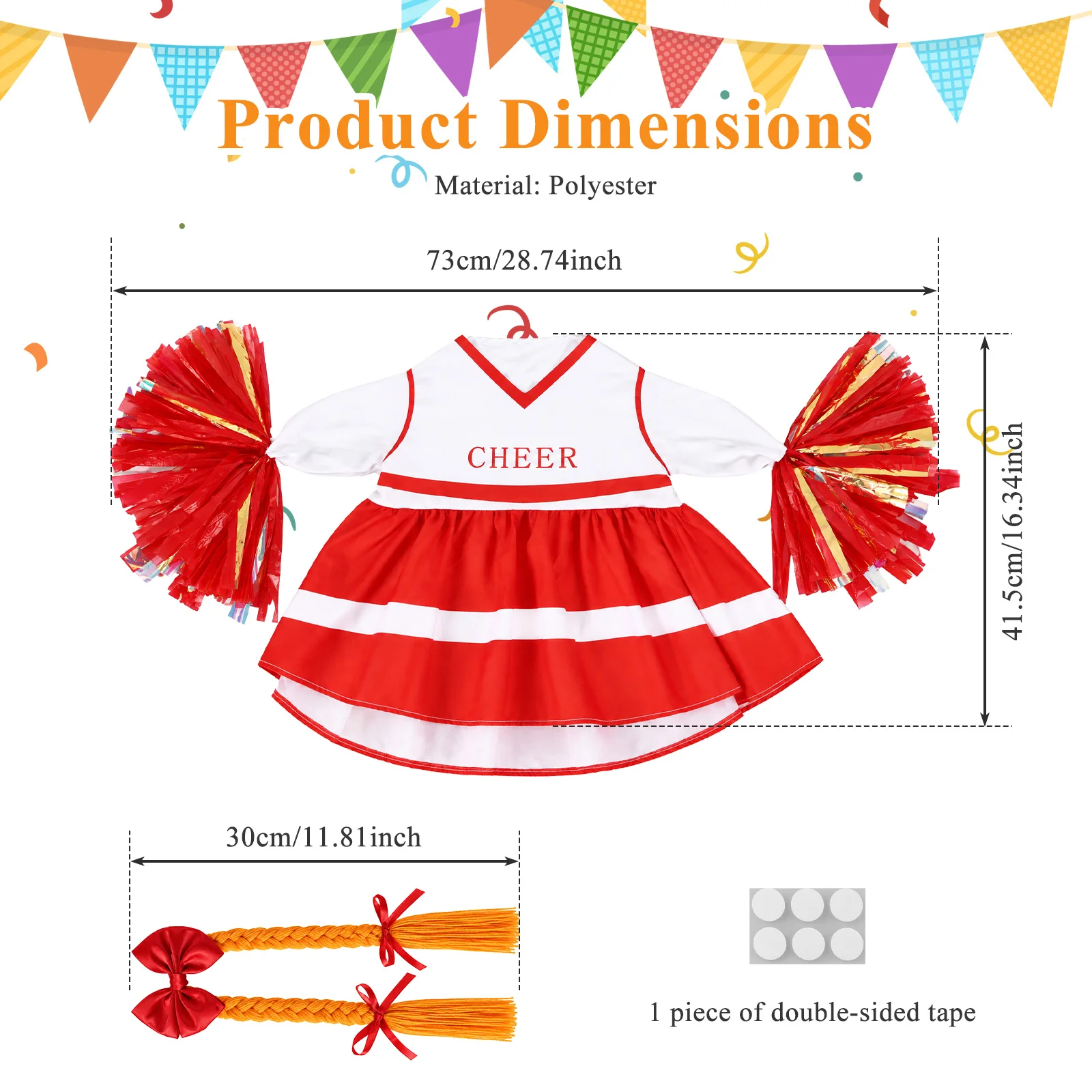 Cheerleader Porch Goose Outfit with Dress and Wig Lawn Goose Clothes Decorative Goose Costume for 23