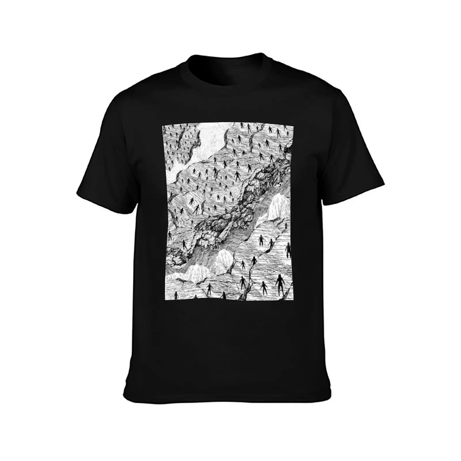 The Enigma of Amigara Fault Collage T-Shirt, Summer Casual Cotton Tee, Oversized Streetwear Tops, Vintage Graphic Print