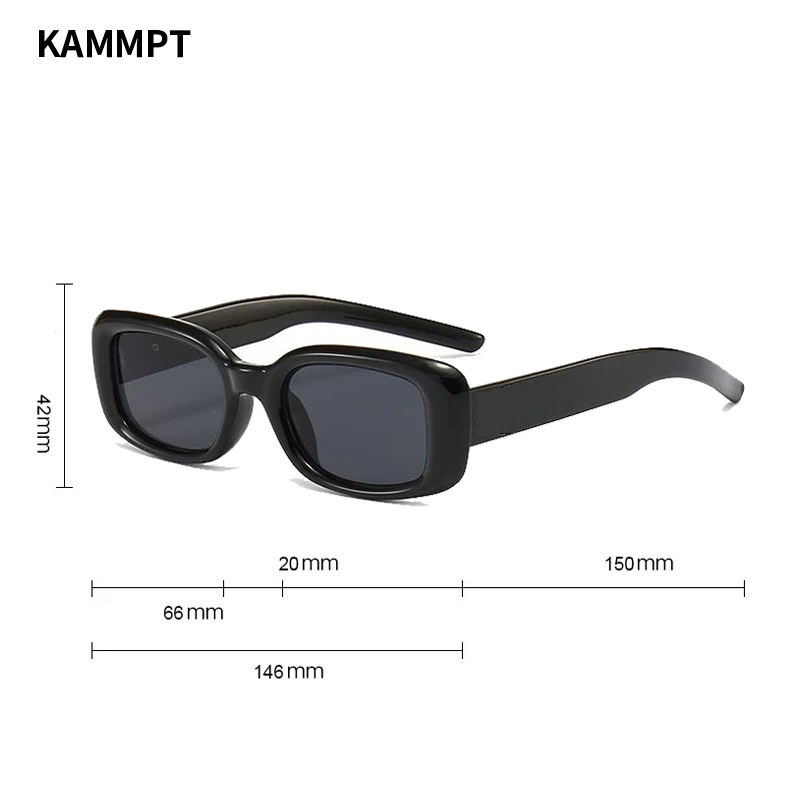 KAMMPT Vintage Rectangle Men Women Sunglasses Fashion Ins Popular Candy Color Shades Eyewear Trendy UV400 Protection Sun Glasss