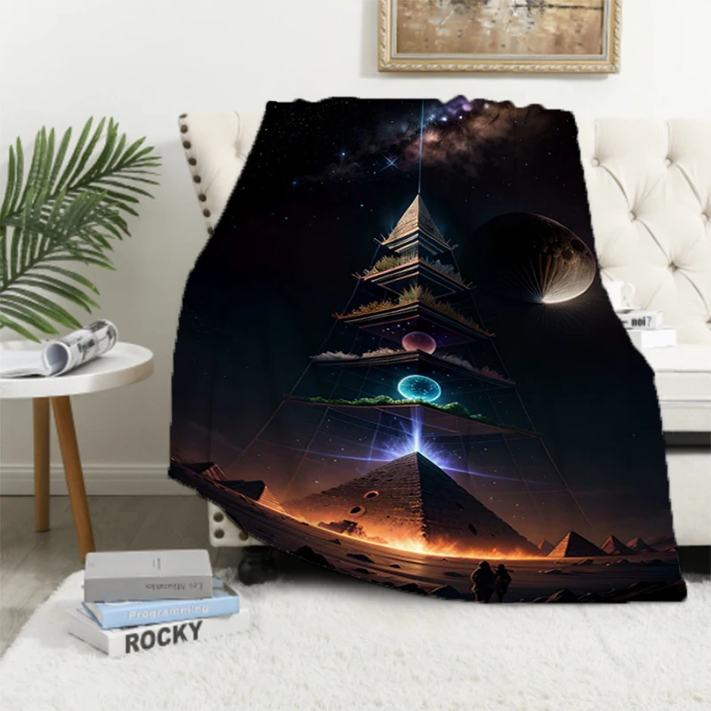 Surrealism Anime Fantasy Planet Landscape Universe Space Art Blankets & Throws for Lounge Warm Winter Plaid Pusheen Plush Catnap