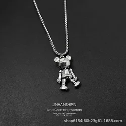 Four limbs movable little bear necklace men's trendy hip-hop punk couple long internet red sweater chain versatile accessory