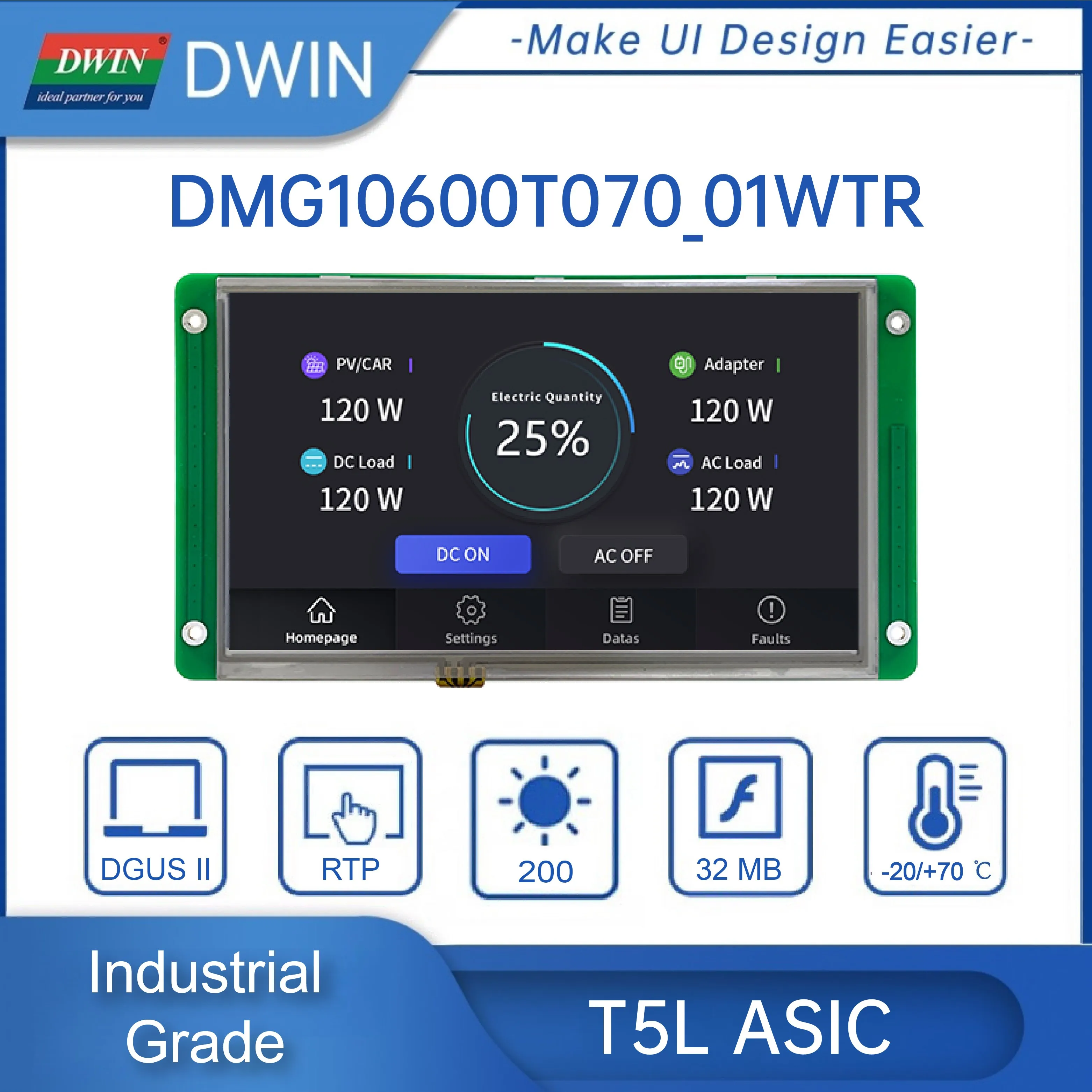 DWIN-módulo LCD Arduino, pantalla HMI ESP32 de 7,0 pulgadas, resolución de 1024x600, dmg10600t070 _ 01W