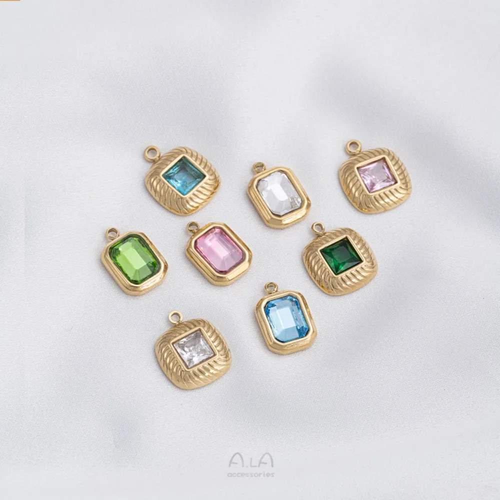 

Titanium Steel Vacuum Plated 14K Real Gold Colored Square Rectangular Tag DIY Bracelet Necklace Earrings Pendant Accessories