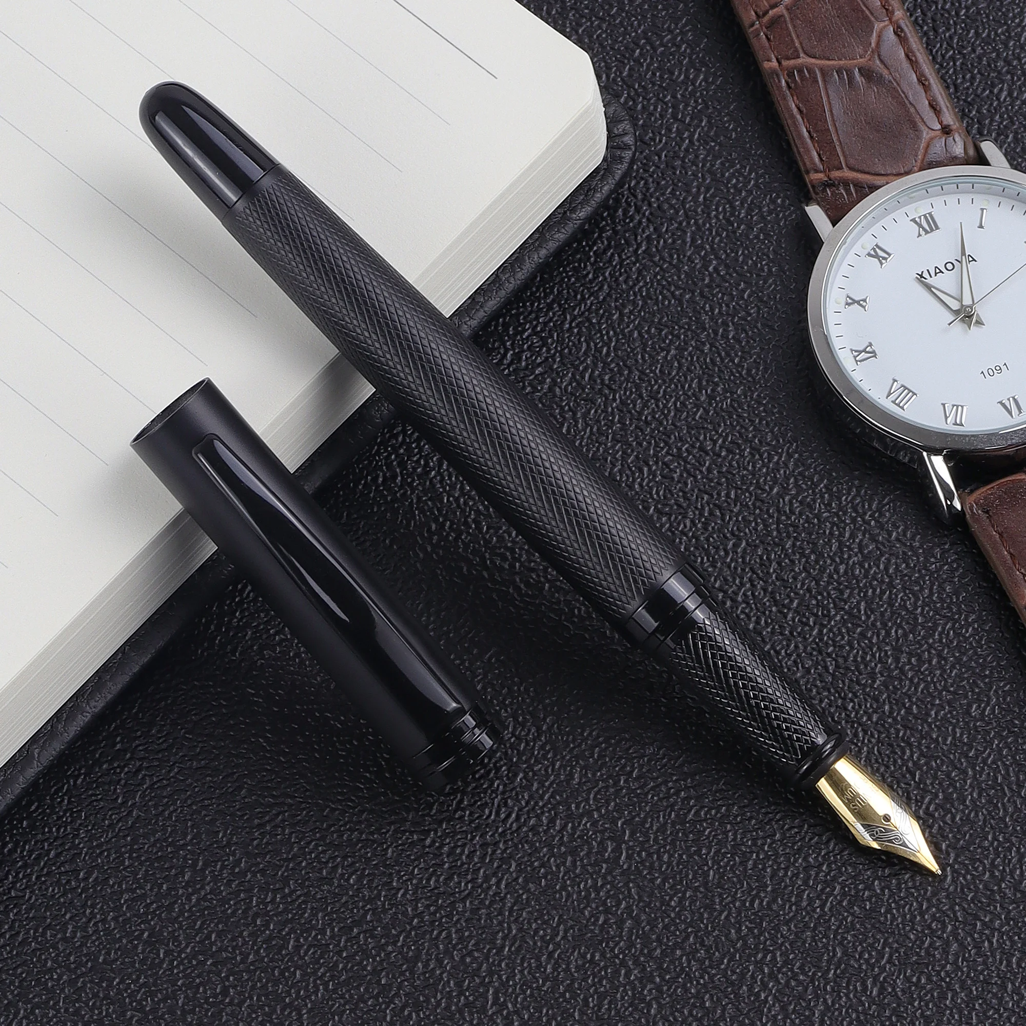 1PC with box Premium Black Steel Pen - Smooth Writing, Metal Body  High end Design and Excellent Craftsmanship,Not Included Ink