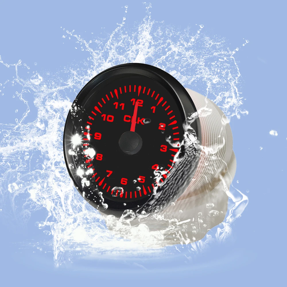 52mm Clock Meter Gauge 12 Hour Format with 8 Colors Backlight for Car Boat Motorcycle Universal 12V 24V