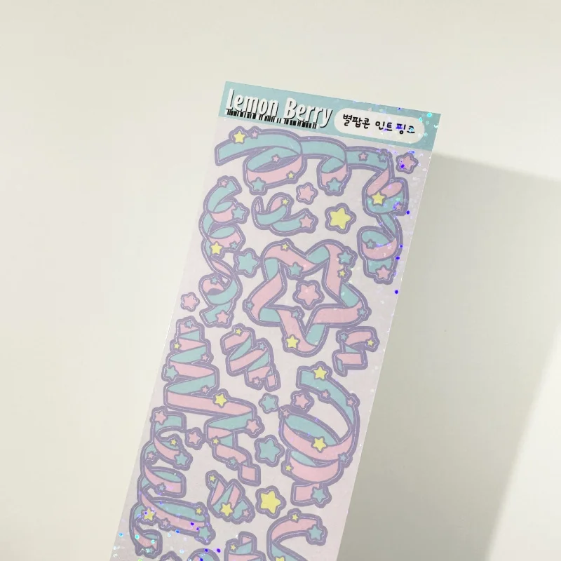 Korean Laser Star Ribbon Stickers Star Photo Card Handbook Scrapbook Diary Planner Diy Decorative Stickers