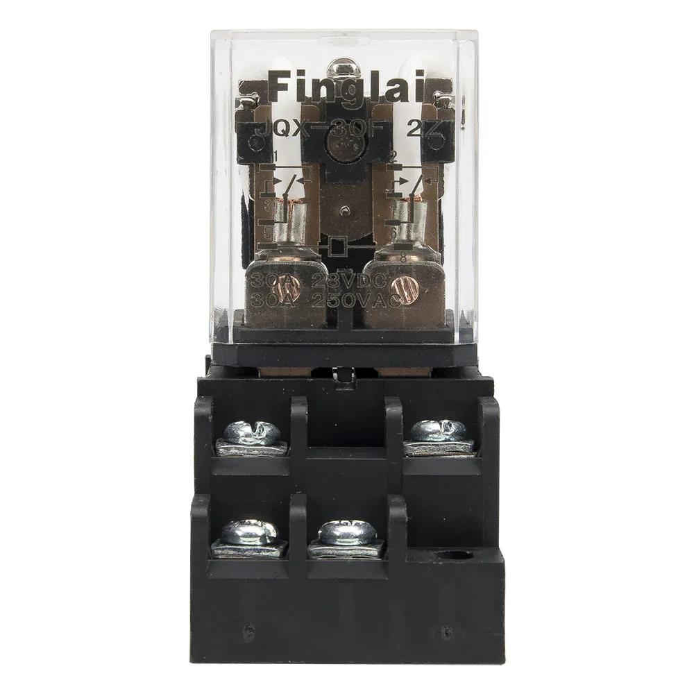 JQX-30F 30A relé eletromagnético com base de soquete DPDT relé de alta potência JQX-30F-2Z AC 220V 110V DC 24V 12V