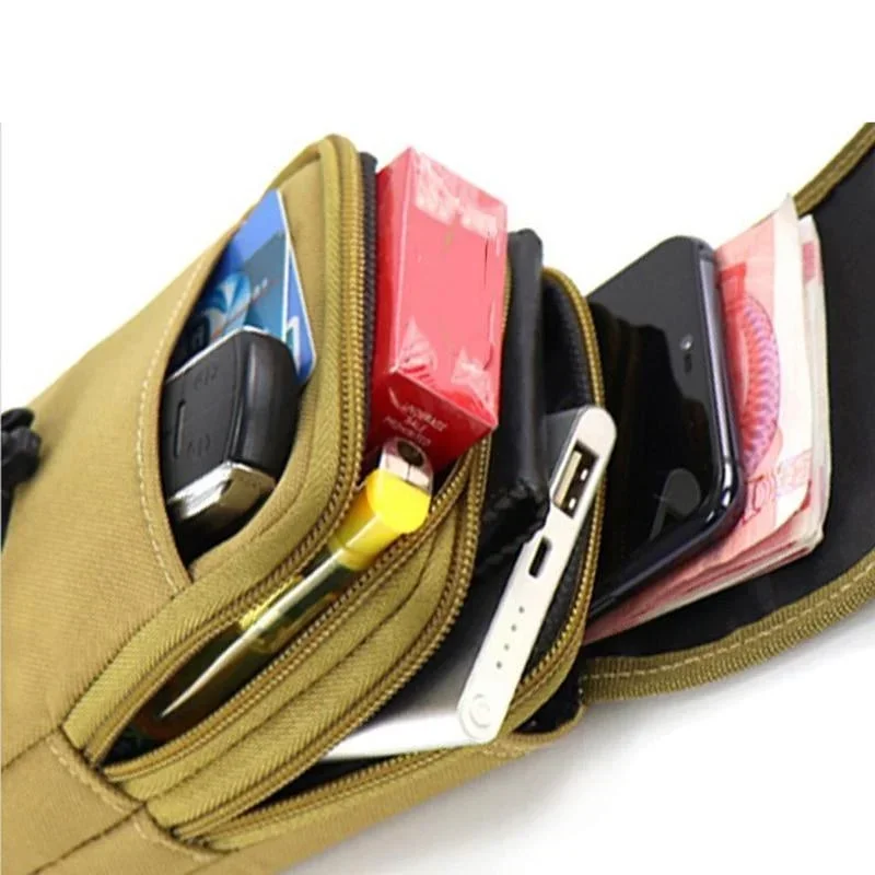 Men\'s Purse Double Layer Outdoor Waterproof Waist Pack Men Phone Pouch Camping Waist Bag