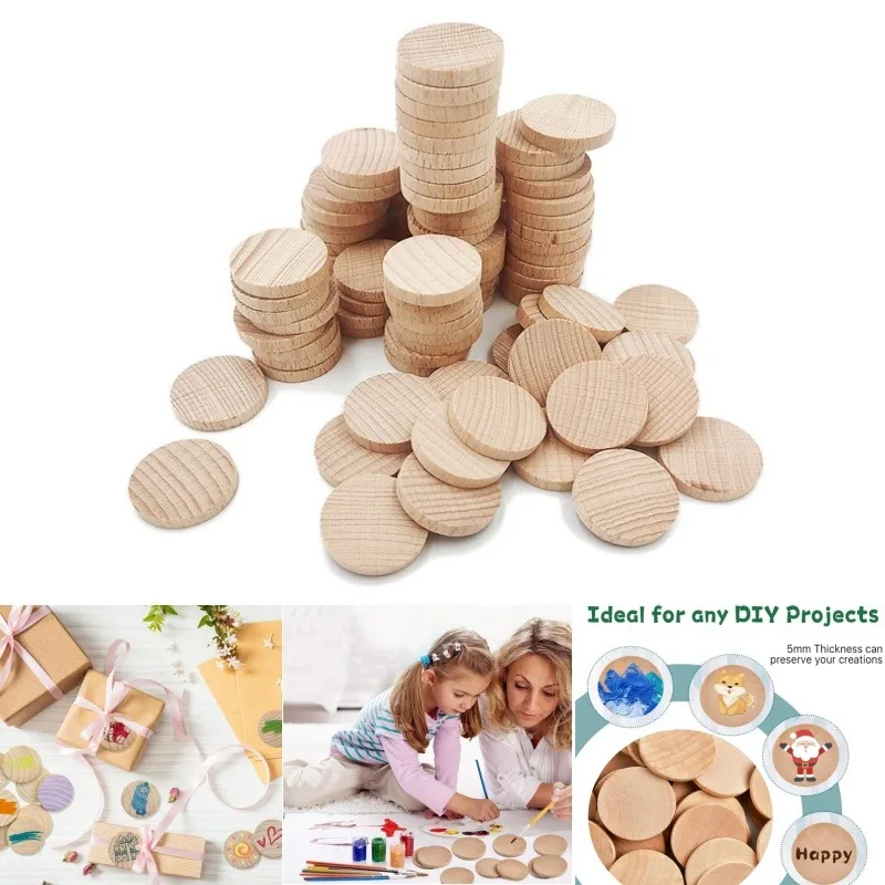 

1-5 см необработанные круги из бука, деревянные ремесленные круги для DIY, деревянные украшения, натуральные ломтики для художественных ремесленных проектов