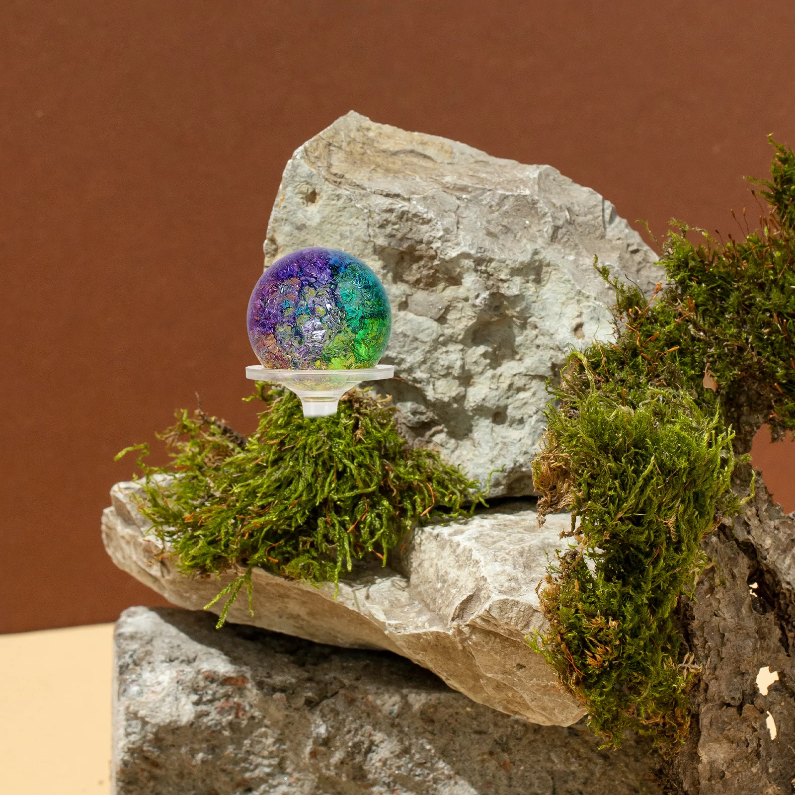 1Set Decorative Ice Cracked Glass Sphere Ball Multi-Functional Glass Globe for Aquarium Bonsai Fountains Home Office Decor