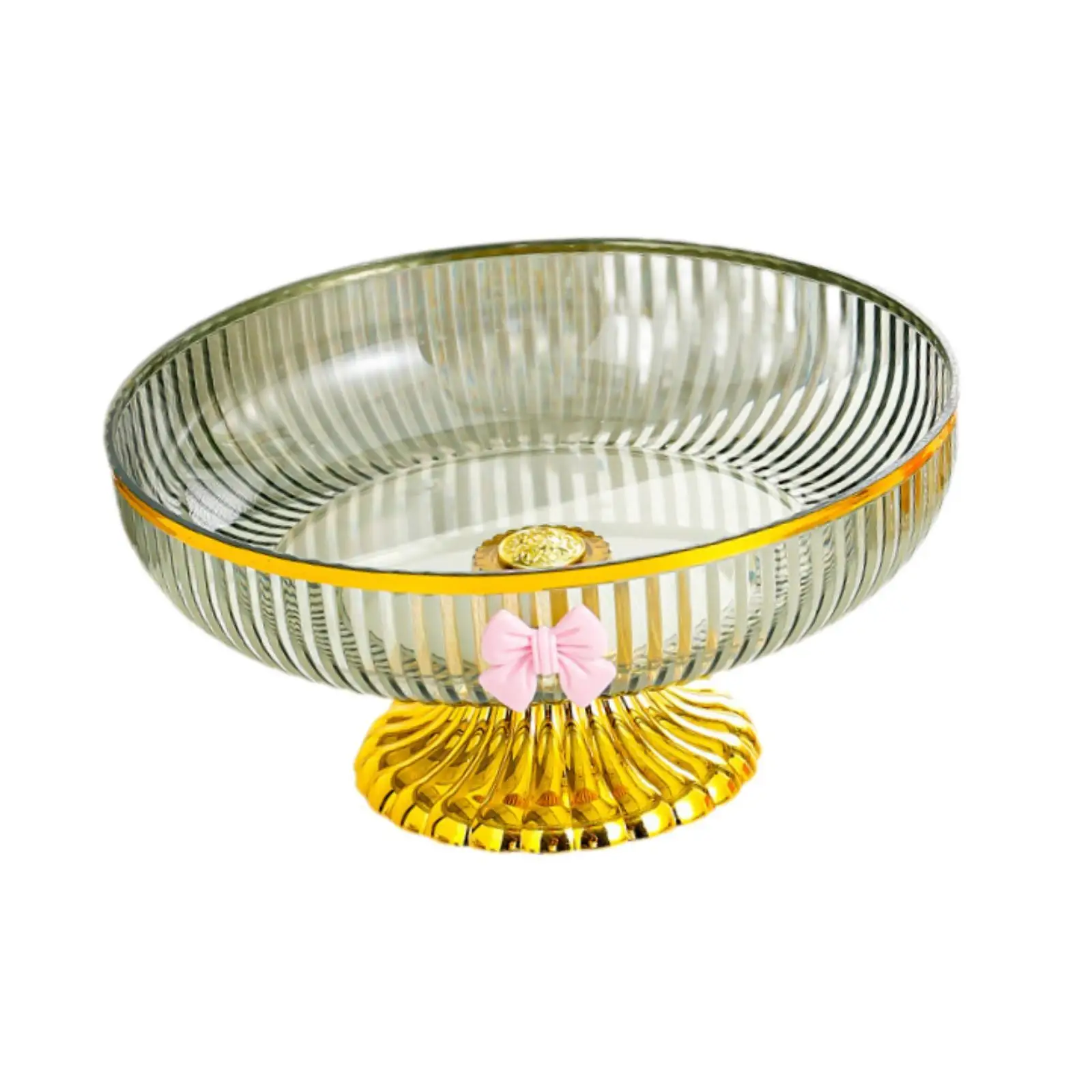 Fruit Plate Pedestal Bowl Round Multifunctional Ribbed Fruit Bowl Candy Snack Organizer for Kitchen Decoration