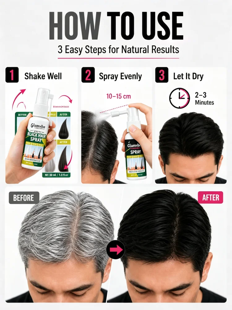 Restoring Black Hair Reverses Premature Graying Natural Darkening Serum Spray  Cover White Hair