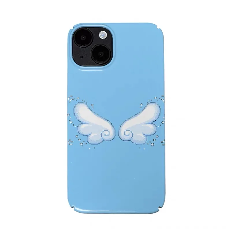 

Ins Korean Blue Angel Wings Phone Case for IPHONE 17 Air 16E 15 PROMAX 14 Plus 13 12 MINI 11 PRO 16Plus XR Acrylic Phone Cover