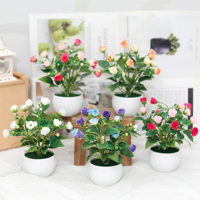 Artificial Plants Bonsai Small Rose Simulation Pot Plant Fake Flower Table Potted Ornaments Home Desk Hotel Garden Wedding Decor