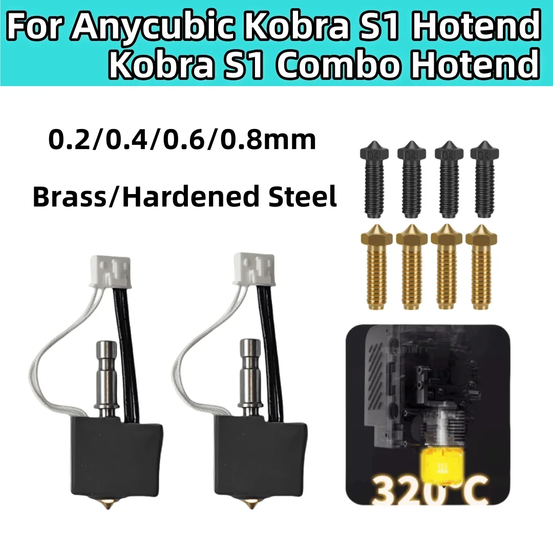 

For Anycubic Kobra S1/S1 Combo Hotend Kobra Hot End Kit for Anycubic Kobra S1 Nozzle Print Head S1C 3d Printer Accessories