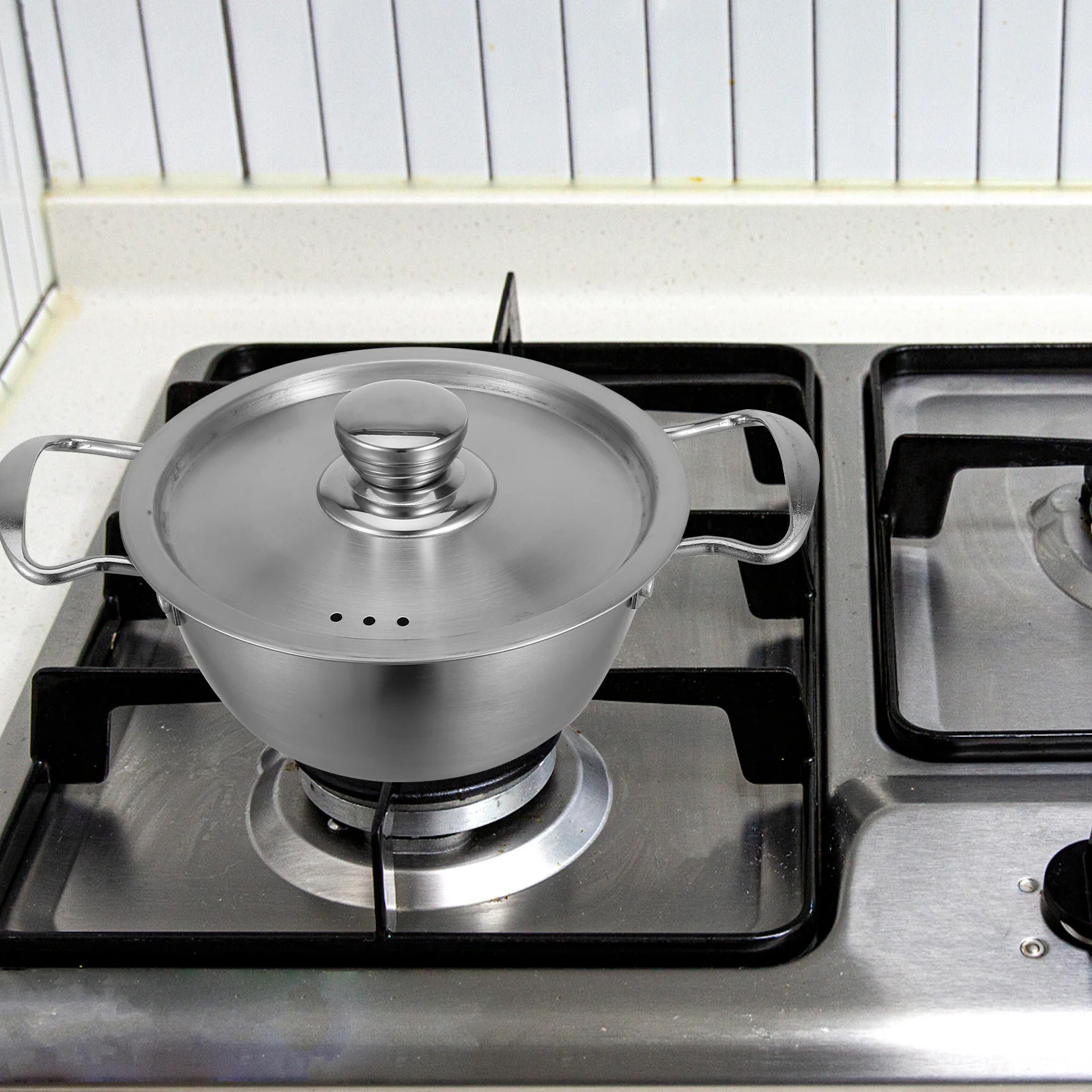 

Korean Ramen Noodle Pot Stainless Steel Double Handles Cooking Pot Instant Noodles Soup Stew Spill Proof Lid Kitchen