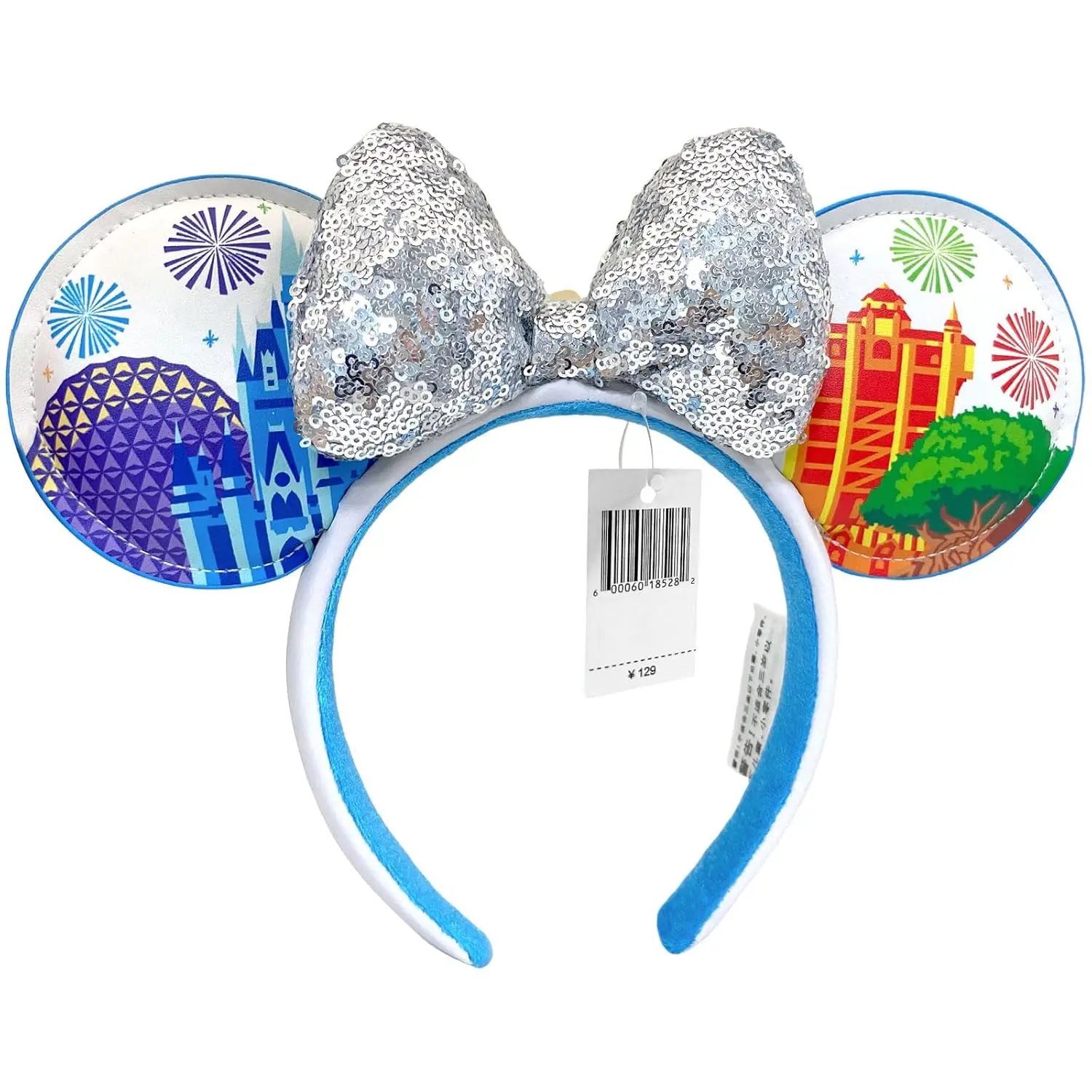 

Mickey Mouse Ear Bow Headband Silver White Blue Hairband for Women Girls Princess Cosplay Costume Accessory for Party Halloween