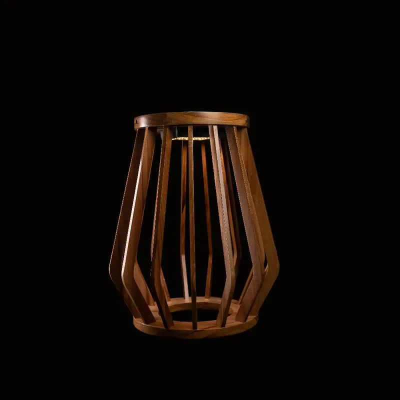 Outdoor Solar & Electric IP54 Lighting Backyard Garden Floor Hanging LED Lanterns Wooden Frame Nature Style Deco Lamp