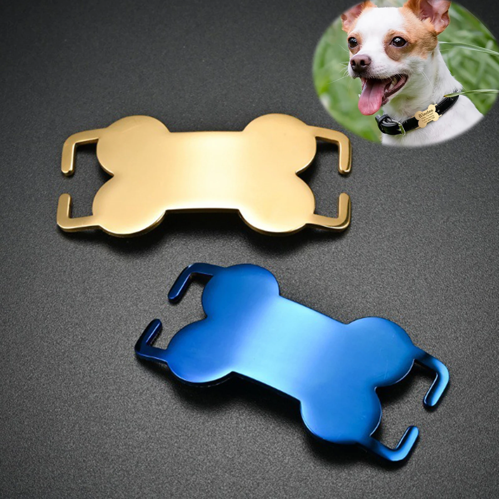 10pcs/lot Wholesale Blank Bone Stainless Steel Mirror Dog Tag for DIY Pet Cat Dog Collar Nameplate Anti-lost Accessories