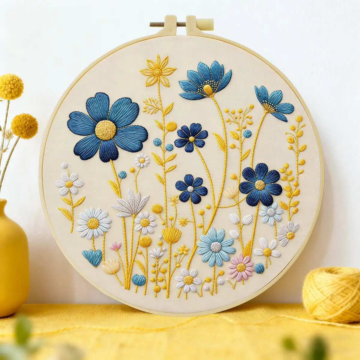 1 Stück 20x20 cm/15x15 cm (7,87/6,3 Zoll) Stickerei-Starter-Kit mit Meerblick, DIY-Kit, Stickerei-Set für Anfänger – Detail 1