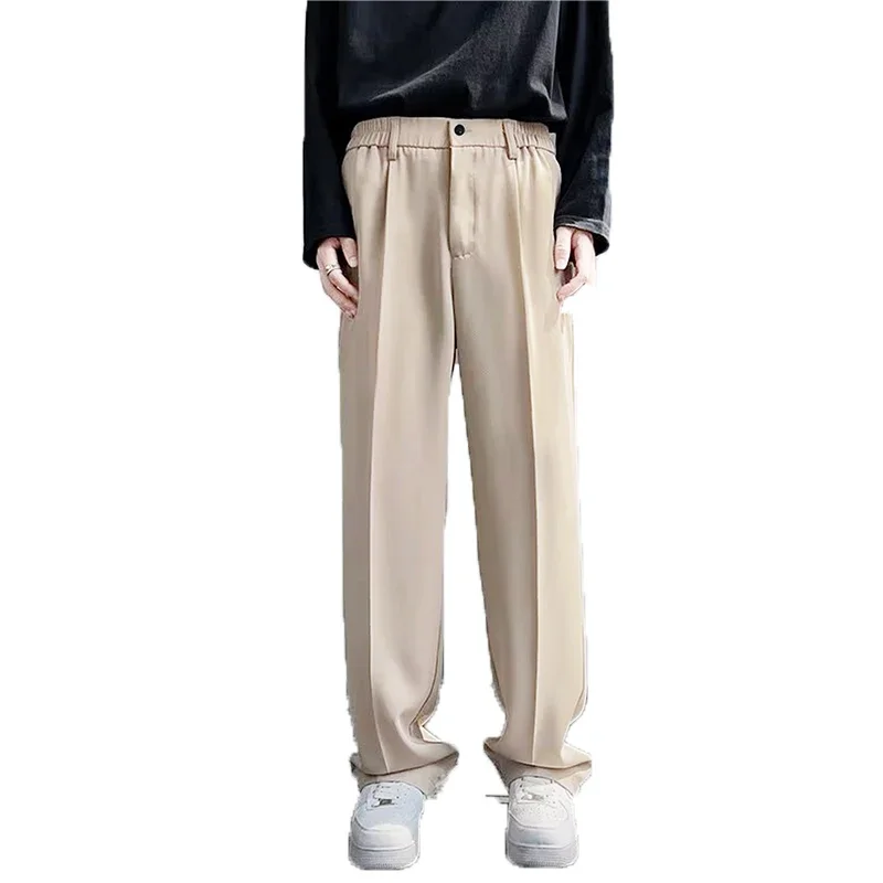 Pantaloni casual da uomo con drappeggio di fascia alta, pantaloni da completo per l'autunno e l'inverno, mini pantaloni da uomo da 9 pollici ispessiti, vestibilità slim