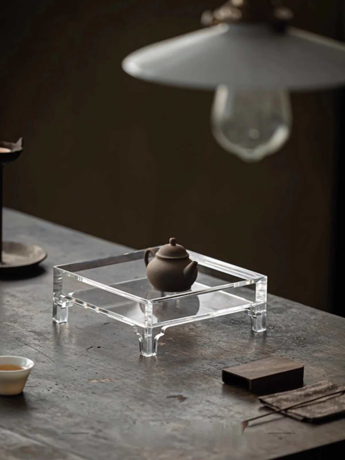 

Прозрачный акриловый поднос для чая, декоративная тарелка для дома, легкий, роскошный, для хранения чайников и чашек