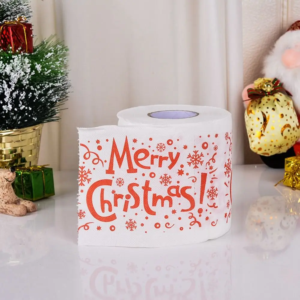 10*10cm Christmas Toilet Paper Santa Claus Printed Christmas Themed Pattern Decor Tissue Roll Napkin Christmas Paper Towels