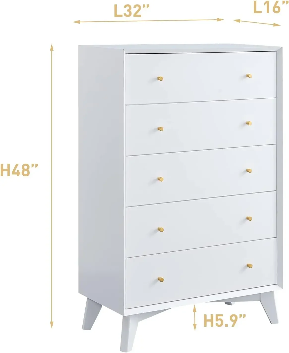 5 Drawer Dresser for Bedroom, 48