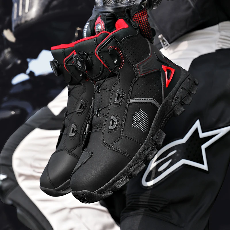 Professional Men's Motorcycle Boots Off-Road Racing Shoes Street Motorcycle Equipment Ultra-Fine Fiber Leather Boat