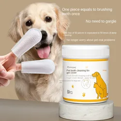 Pet Disposable Cleaning Wipes Dog Teeth Cleaning Finger Wipes Cat Ear and Eye Beauty Wipes Cat Hygiene and Beauty Products 50pcs