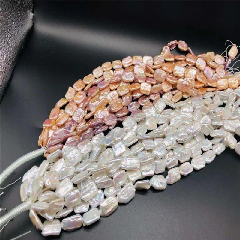 

Icnway natural 15X20mm square baroque white pink freshwater pearl beads for jewelry making wholesale