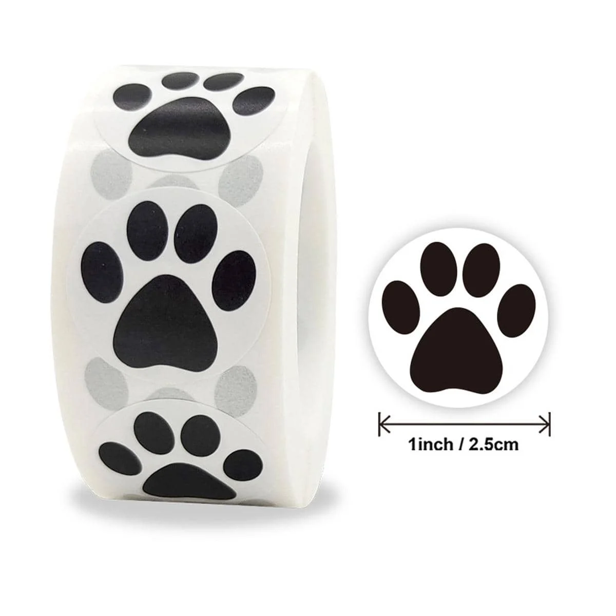 500 stuks hondenpootafdrukstickers, 1 inch kleurrijke/zwarte hondenstickers voor kinderen, zelfklevende puppypootafdrukken stickers voor geschenken