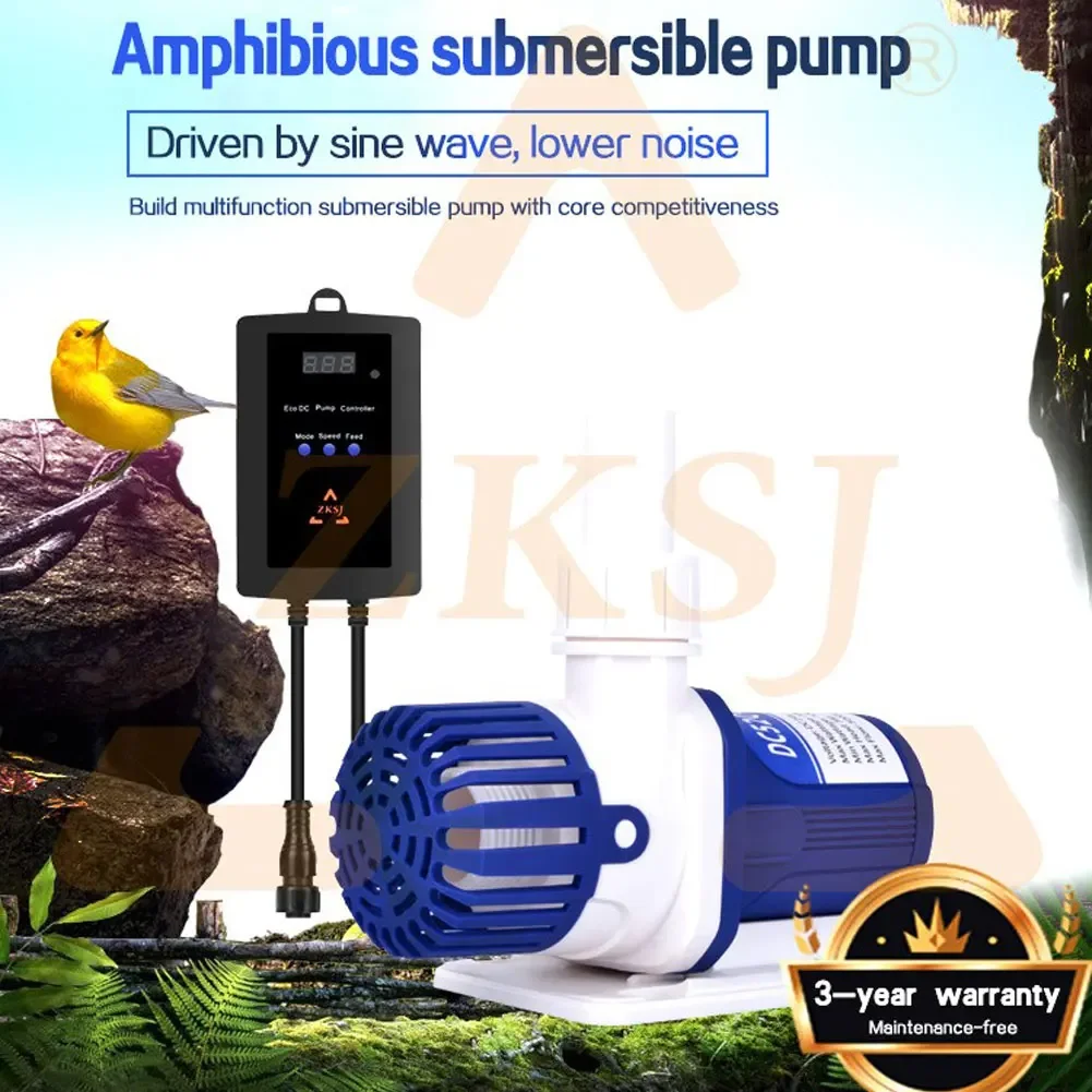 ZKSJ Aquarium DC Frequency Conversion Water Air Oxygen Portable Pump Ultra Quiet Fish Tank Filter DC55Q-8000L