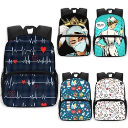 13 Inch Cartoon ECG Nurse Children School Bags Kids Kindergarten Backpack Boys Girls Daypack Book Bag Student Schoolbags Gift