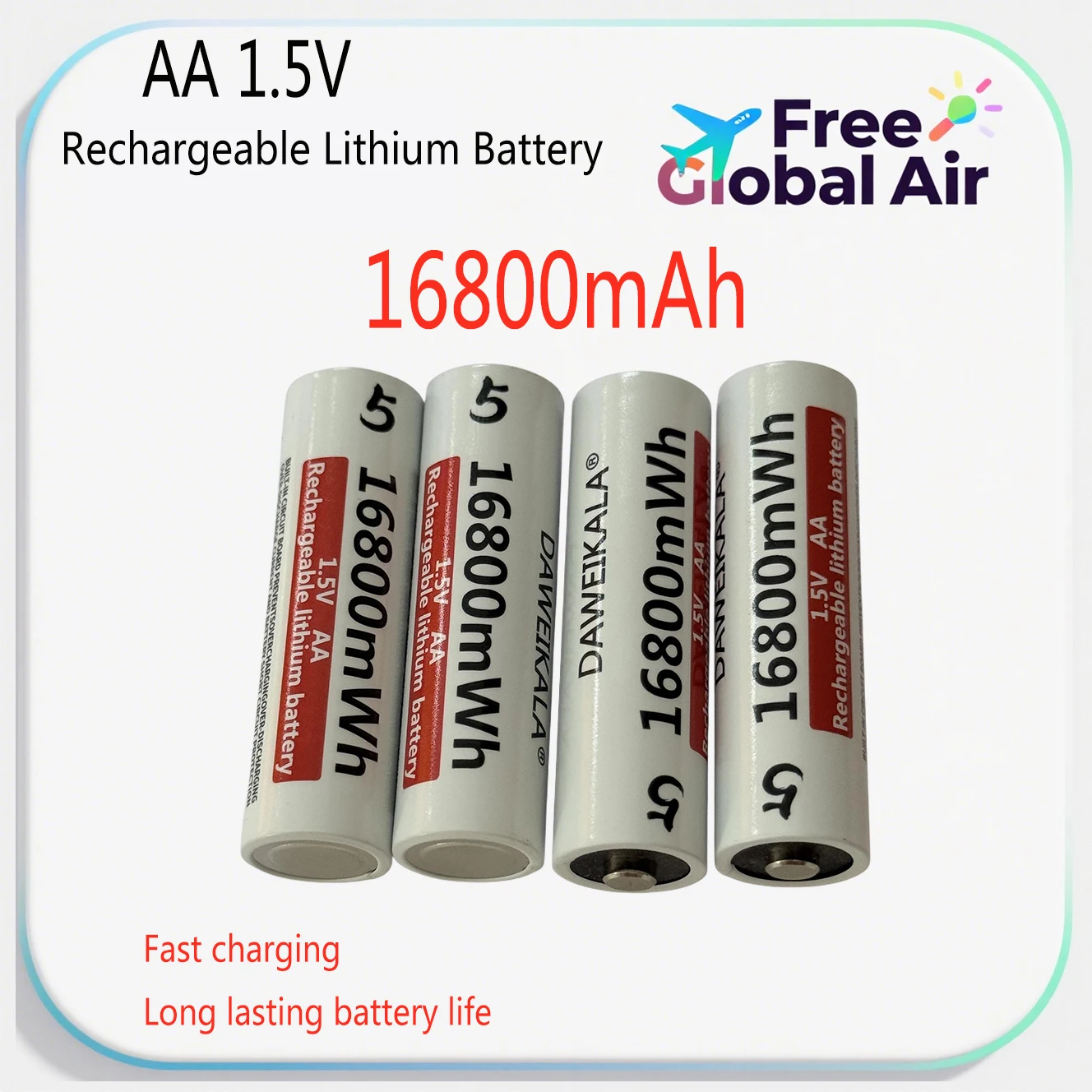 

1.5V AA 16800mWh Rechargeable Li-ion Batteries High Capacity for Toy Keyboard with Exclusive Charger