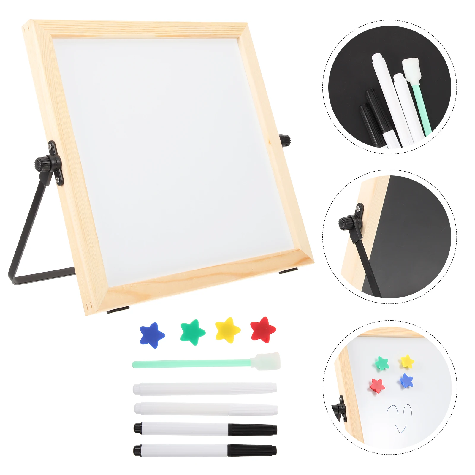 Quadro branco magnético dupla face 25x25cm, tamanho de mesa, escrita suave, placa de pintura infantil, rotação dobrável, adequado para crianças
