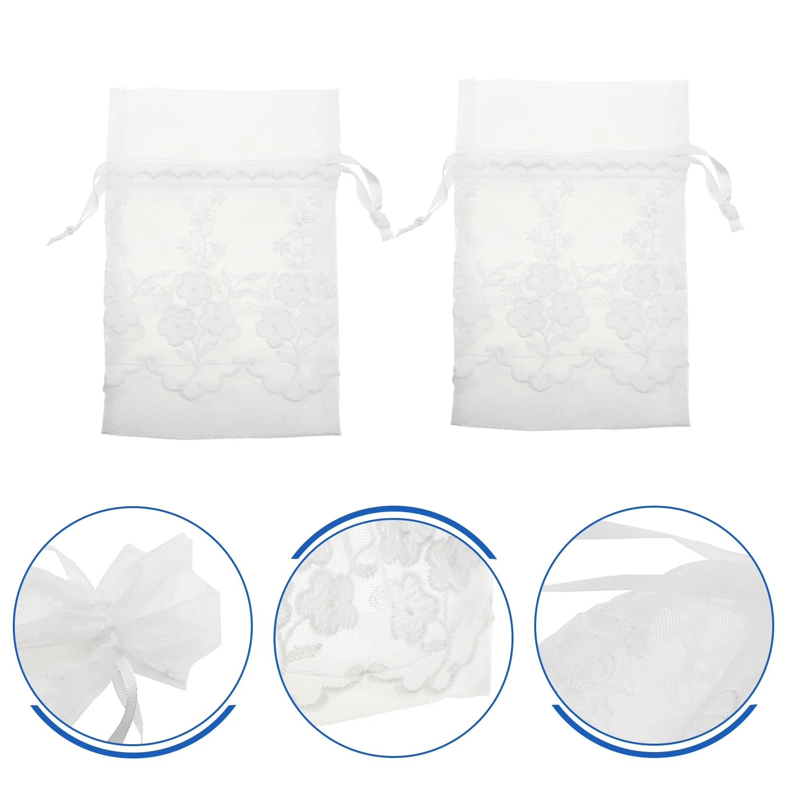 

6pcs Gift Bag Jewelry Pouch Lace Drawstring Toiletry Polyester Party Favors Safe Sturdy Washable Longtime Use Lightweight