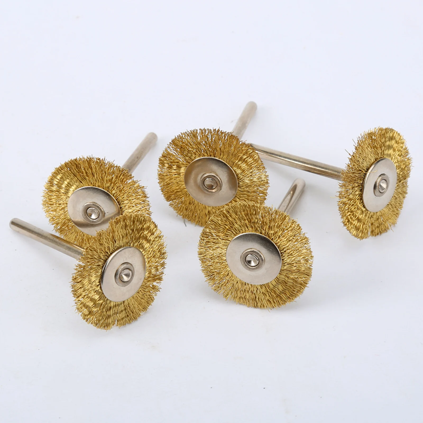 5PCS 25mm Brass Wire Wheel Brushes for Dremel Accessories Mini Drill Polishing Grinding For Grinder Rotary Tools 3.17mm Shank